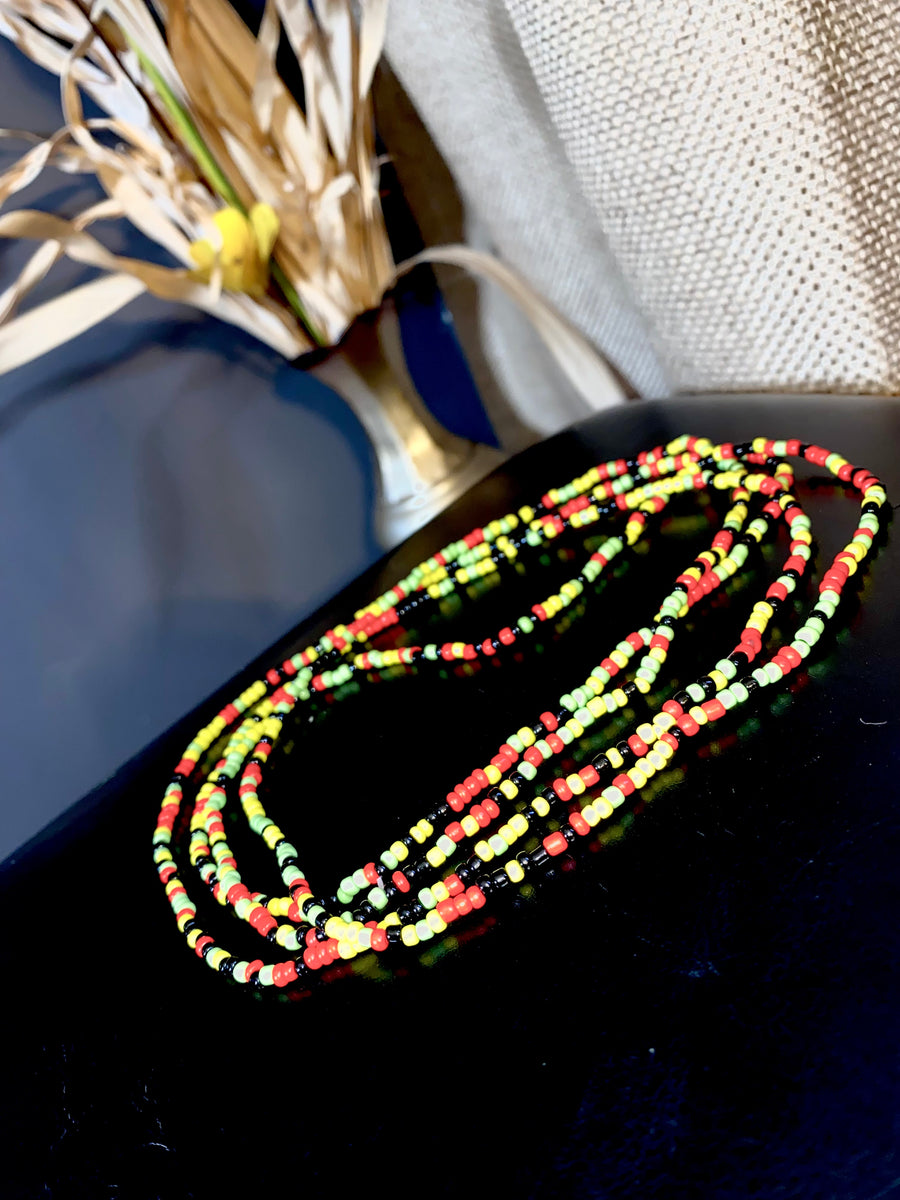 Waist Beads / African Hip Chain - ADAMAZA - Green (elastic) – AfricanFabs