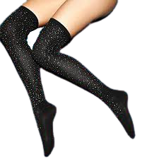 Rhinestone Black Sheer Thigh Socks
