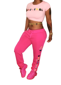 Hot Pink Jem Collection Regular Fit Joggers