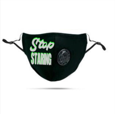 “STOP STARING” Face Mask w/ breathing compartment (PLUS 3 FREE FILTERS)