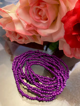 Load image into Gallery viewer, Purple Power Elastic waist beads set