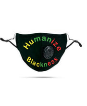 Cargar imagen en el visor de la galería, “Humanize Blackness” Face Mask w/ breathing compartment (PLUS 3 FREE FILTERS)