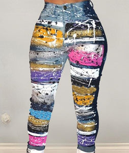 Colorful Paint High Waist Jeggings